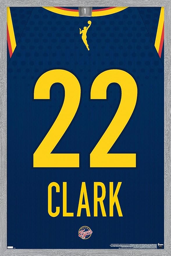 WNBA Indiana Fever - Caitlin Clark Jersey Wall Poster, 34L" x 22.4W", Gray Framed Version