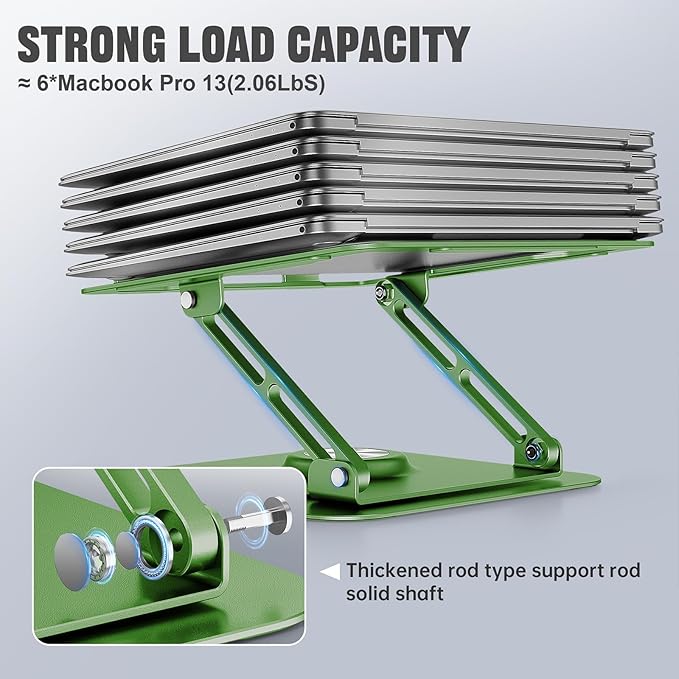 Laptop Stand for Desk, Adjustable Computer Stand with 360° Rotating Base, Ergonomic Laptop Riser for Collaborative Work, Foldable & Portable Laptop Stand, fits for All 10-16" Laptops (Green)