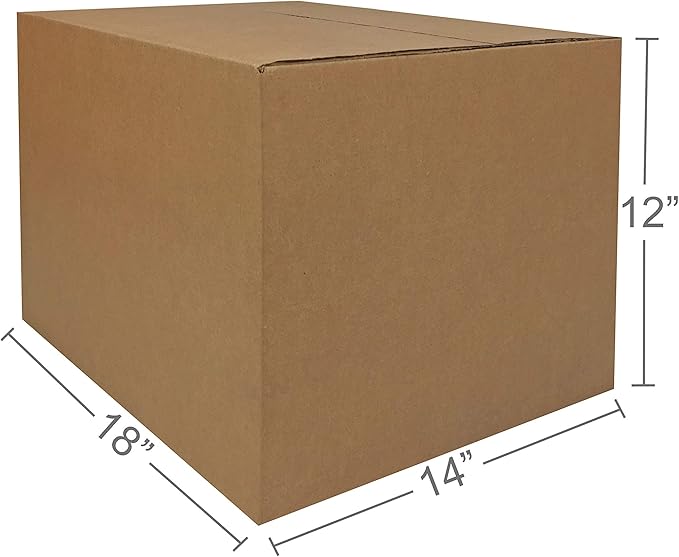 Amazon Basics Cardboard Moving Boxes for Packing and Shipping, Medium Size, 18" x 14" x 12", Brown, 20-Pack