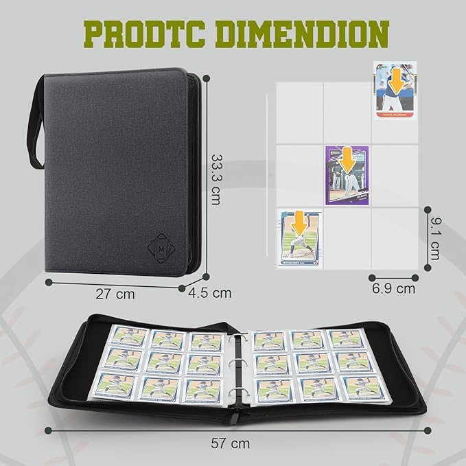 Trading Card Binder with Sleeves 9 Pocket Premium 720 Double Sided Pocket PU Card Collection Binder, Collectible Albums Card Folder for MTG, TCG, Sports Cards
