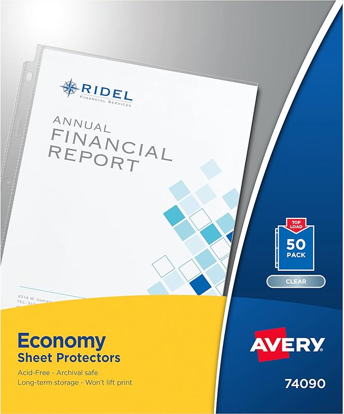 Avery Clear Economy Sheet Protectors, Top Load, 50 Document Protectors (74090)