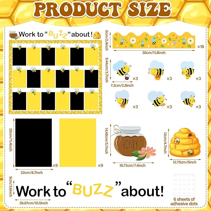 Bee Classroom Display Bulletin Board Set Sunflower Bulletin Board Decorations Bee Classroom Decor Honeybee Paper Cutouts Inspirational Student Wow Work Display for Chalkboard Back to School Supplies