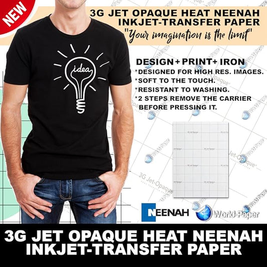 Iron ON Heat Transfer Paper 3G Jet Opaque 11 x 17" Custom Pack 50 Sheets