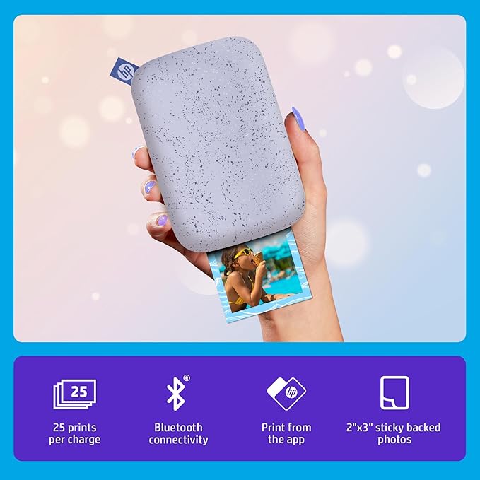 HP Sprocket Portable 2x3 Instant Photo Printer (Lilac) Print Pictures on Zink Sticky-Backed Paper from Your iOS & Android Device.