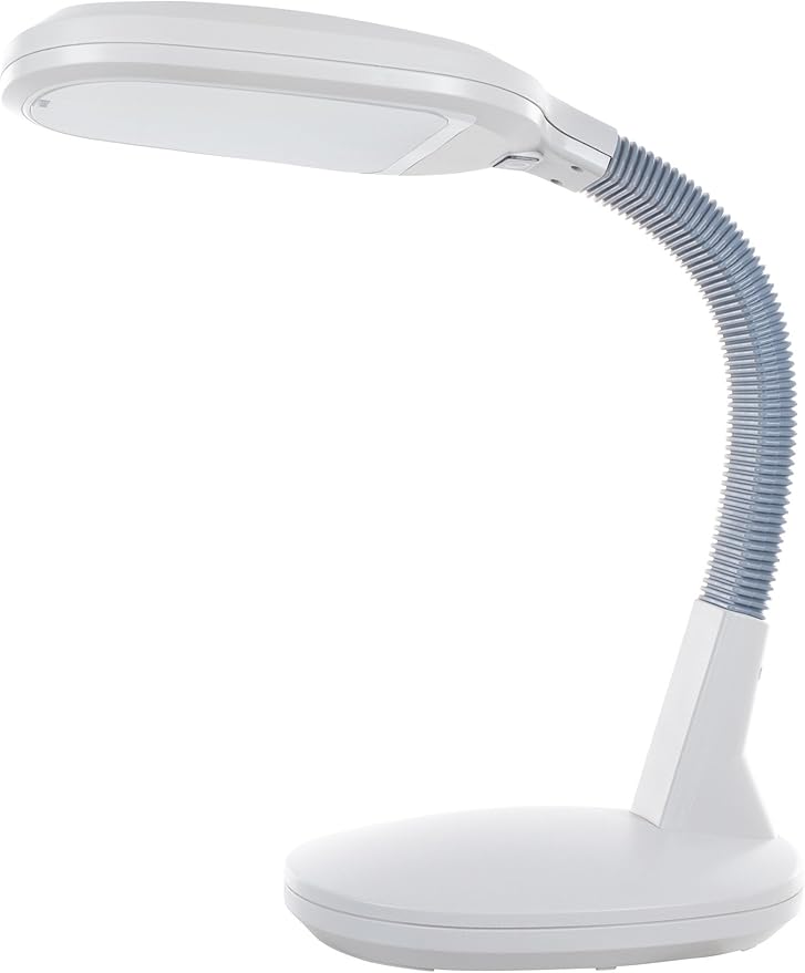 LED Desk Lamp - Sunlight Lamp with Adjustable Gooseneck Arm - Home and Office Desk Lamps Great for Reading and Crafting by Lavish Home (White)