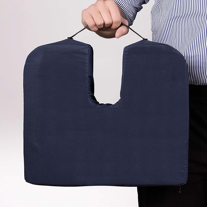 DMI Gradual Slope Seat Cushion for Coccyx, Sciatica and Tailbone Pain, Machine Washable-Cover, 15 Inch, Navy (Pack of 10)