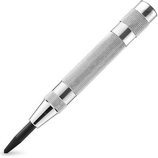 NEIKO 02639A 6-Inch Automatic Center Hole Punch with Adjustable One-Handed Spring Impact, Chrome-Plated Shank, and Premium S2 Steel Tip