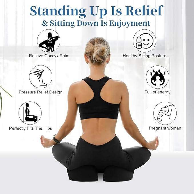 Ergonomic Memory Foam Seat Cushion | Relieves Sciatica, Tailbone & Lower Back Pain | Non-Slip, Breathable Pad for Office, Gaming, Car & Wheelchair Use | Ideal for Long Sitting Comfort