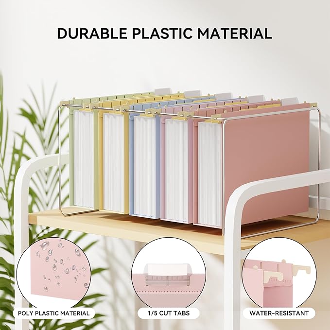 Ansook Hanging File Folders Letter Size Extra Capacity,Heavy Duty 2'' Plastic Expandable File Cabniet Folders,12 Pack File Folders Hanging with Tabs,Desk Paper Organizer for Office School Home