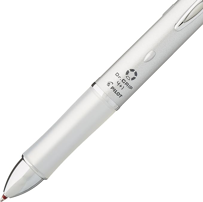 Pilot Mult Function Pen Dr. Grip 4+1, 0.7mm Acro Ink Ballpoint Pen, 0.5mm Mechanical Pencil, Silver (BKHDF1SF-SP)