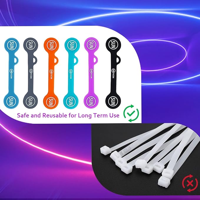 SUNFICON 18 Pack Magnetic Cable Clips Cable Organizers Earbuds Cords Winder Bookmark Clips Whiteboard Noticeboard Fridge Magnets USB Cable Manager Keeper Wrap Ties Straps