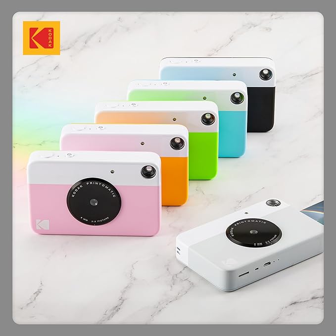 KODAK Printomatic Full-Color Instant Print Digital Camera - Colorful Photos On Zink 2x3" Sticky-Back Photo Paper - 5MP, Portable, Creative Fun Gift for Birthday, Christmas, Holiday - Black