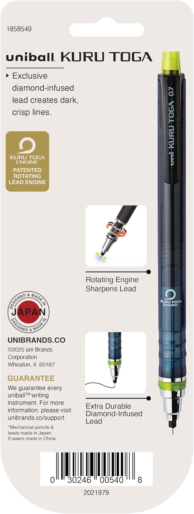 uniball Kuru Toga Mechanical Pencil Starter Kit,0.7mm HB#2,(Pack of 2)