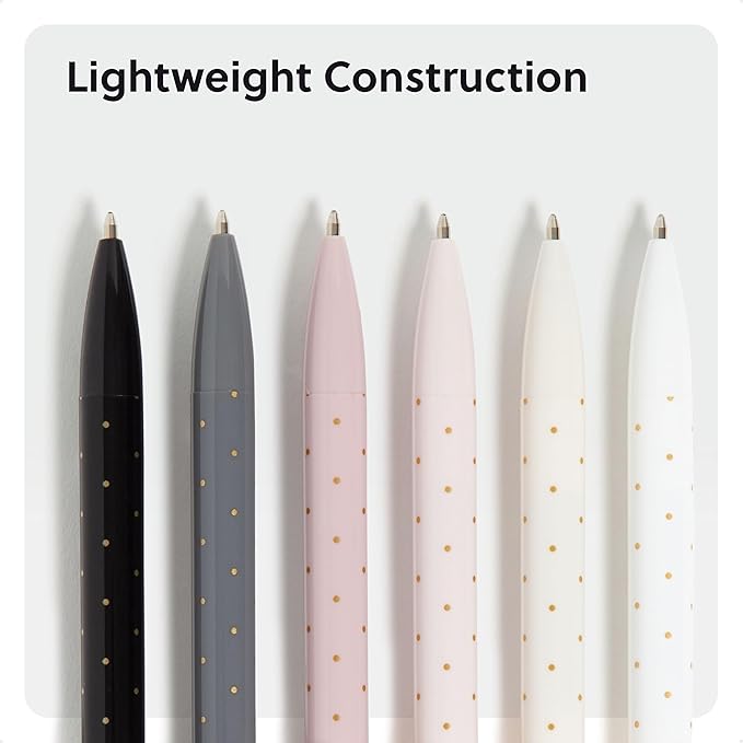 U Brands Laguna Ballpoint Pens, 6 Count, Foil Dots, Bold (1.0mm) Point, Black Ink