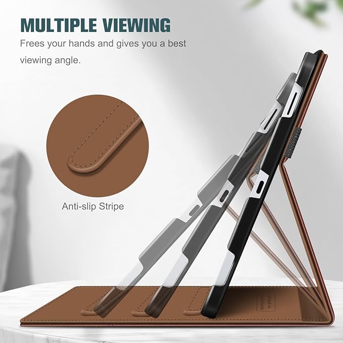 Fintie Case for Samsung Galaxy Tab S10 Lite/ S10 FE/ S9 FE 5G 10.9 Inch/Tab S9 11 Inch with S Pen Holder, Multi-Angle Viewing Protective Cover with Pocket, Auto Sleep/Wake, Brown