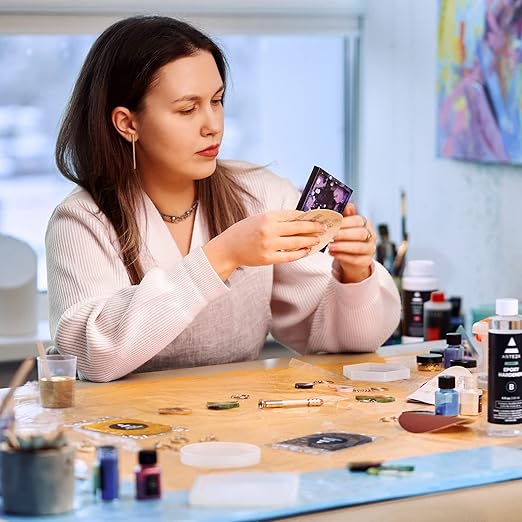 Arteza Epoxy Resin Kit, 30-Piece Set, Engaging Craft Supplies & Materials, Resin Accessories Includes 2 x 8-oz Bottles and Hardener, 3 Silicone Molds, Mica Powder, Pipette, and More