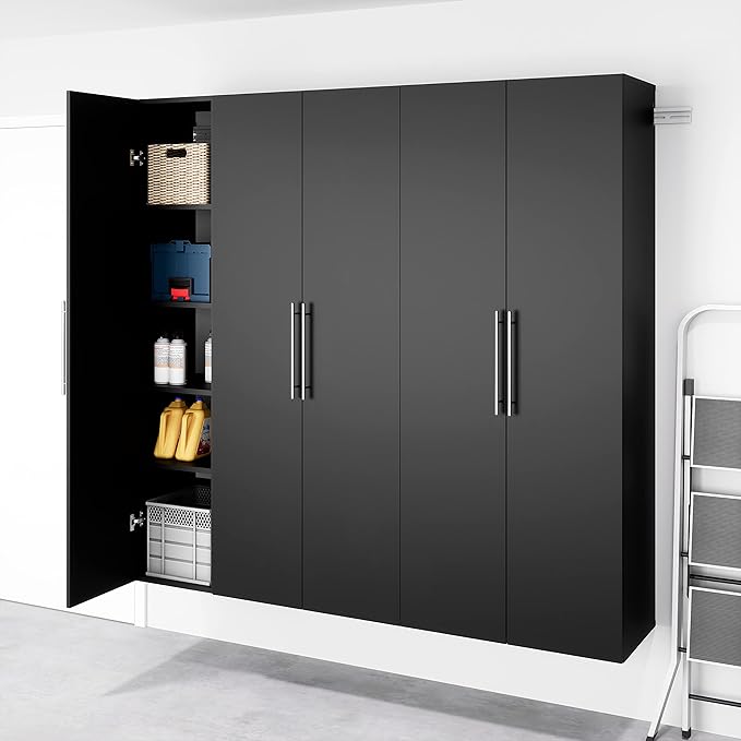 Prepac HangUps Narrow Wall Mounted Garage Storage Cabinet, Tall Storage Organizer Cabinet, 15" W x 72" H x 16" D, Black