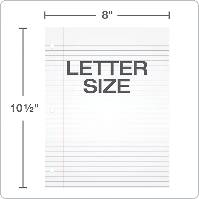 Oxford Filler Paper, 8 x 10-1/2 Inch Wide Ruled, 3 Hole Punch, Loose Leaf Notebook Paper for 3 Ring Binders (62330), white (Pack of 2500)