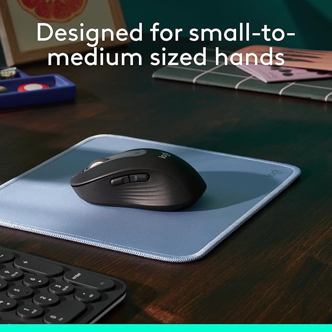 Logitech Signature M650 Wireless Mouse - for Small to Medium Sized Hands, 2-Year Battery, Silent Clicks, Customizable Side Buttons, Bluetooth, Multi-Device Compatibility - Black (Renewed)