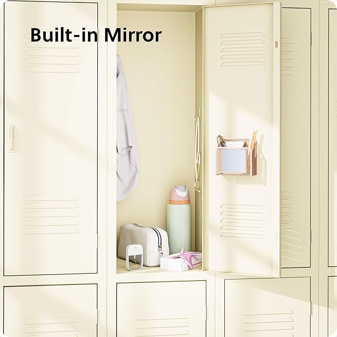 U Brands Peachy Pink Magnetic Locker Cup with Mirror, Locker Mirror with Pencil Holder, Magnetic Organizer for School Lockers, 5" x 2.4" x 4.75"