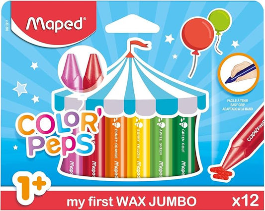 Maped Color'Peps My First Jumbo Triangular Wax Crayons, Pack of 12