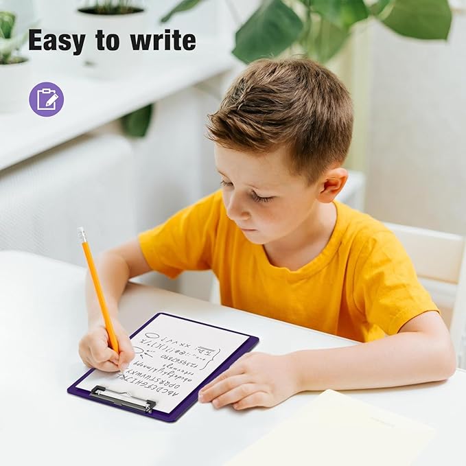 Small Clipboards, A5 Plastic Mini Purple Clip Board for Classroom, Students, Kid, Size 6" x 9" with Low Profile Clip, Office & School Supply