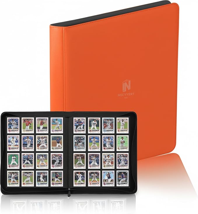 1000+ Pockets Premium Trading Card Binder, 16 Pockets Trading Card Binder Ringless Side Loading Trading,Card Holder Folders for MTG, TCG, Game Cards & Sports Cards(Orange)