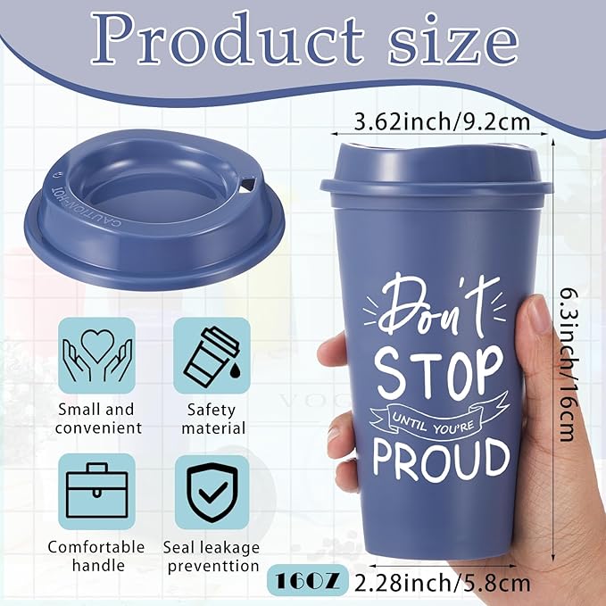 24 Pcs Inspirational Gifts for Employee Coworkers Staff Teammate, 16oz Reusable Plastic Coffee Cups with Positive Sayings, Bundle Gifts for Woman Man Coworker (Morandi Color,Inspirational)