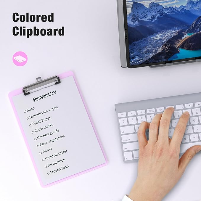 2 Pack Small Clipboards, A5 Plastic Mini Pink Clip Board for Classroom, Students, Kid, Size 6" x 9" with Low Profile Clip, Office & School Supply