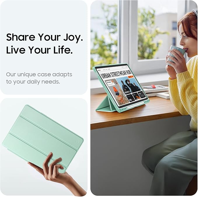 Fintie Hybrid Slim Case for Samsung Galaxy Tab S10 Lite/ S10 FE/ S9 FE 10.9 Inch/Tab S9 11 Inch with S Pen Holder, Shockproof Cover with Clear Transparent Back Shell, Auto Wake/Sleep, Green