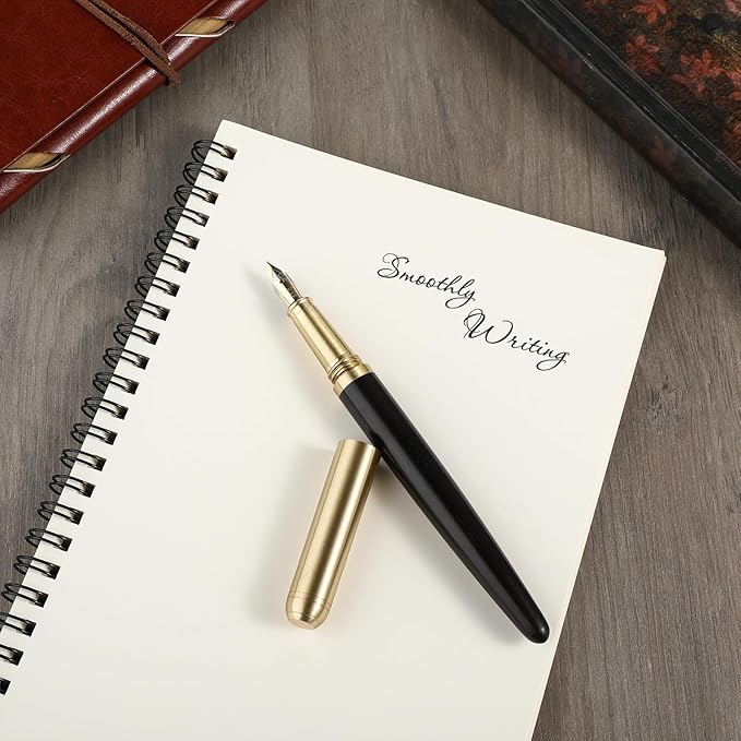 cobee® Wooden Fountain Pens, Handcrafted Wood Fountain Pen Vintage Luxury Pen 0.5mm Fine Point Pen Business Pen Smooth Writing for Journaling Calligraphy Gift Supplies(Black)