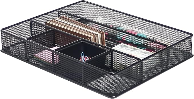 Office Depot Brenton Studio™ Metro Mesh Large Drawer Organizer, 2 7/16" H x 15 1/8" W x 11 9/10" D, Black