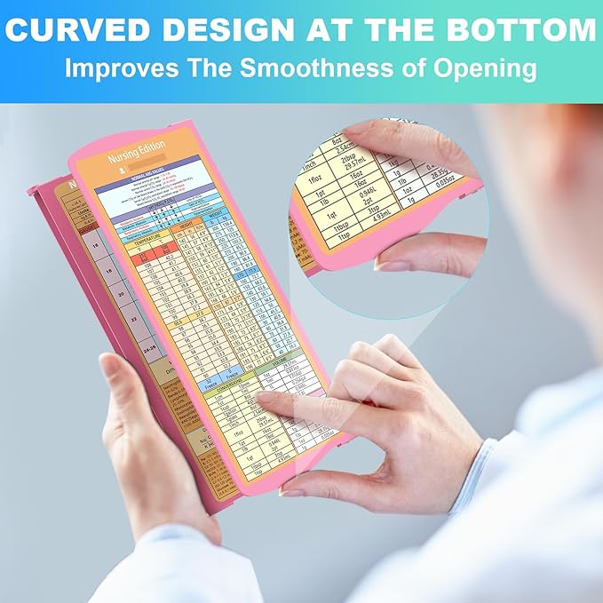 Clipboards Nursing Clipboard Trifold Foldable, 3 Layers Aluminum Nurse Clipboards with Nursing Edition Cheat Sheets Folding Pocket Size for Students, Nurses and Doctors (Pink)