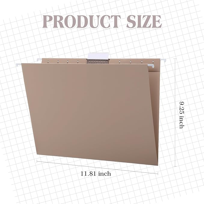 12 Pack Decorative Hanging File Folders, Letter Size with Tab, 6 Color Assorted for Filing Cabinet Office Supplies(Natural Color)