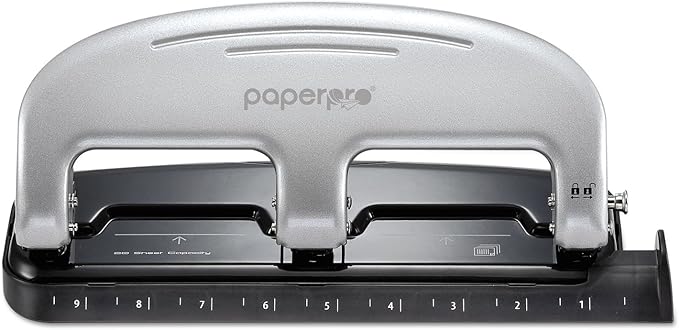 Bostitch Office EZ Squeeze 3-Hole Punch, 20 Sheet Capacity, Reduced Effort, No Jam Technology, Silver