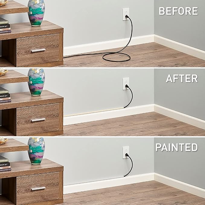 Legrand Wiremold C6 Cordmate Flat Elbow Cord Cover, Organizer for Wall, Holds 1 Cord or Cable, Ivory (1 Pack)