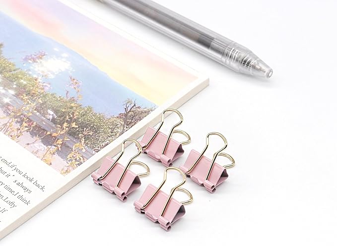 YCVIORING Mini Binder Clips, 100 Pack, Light Pink, 15mm (5/8 inch), Office, Home, School, Crafts, Tempered Steel, Modern Style