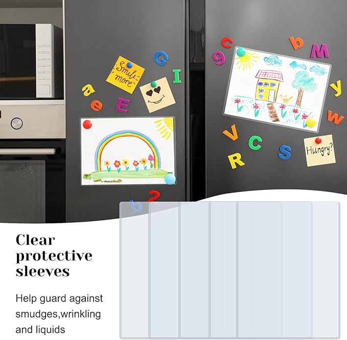 Rainmae 15 Pack 9" x 12" Rigid Print Protectors, Clear Hard Plastic Sheet Protectors, Waterproof Photo Top-Loading Sleeves Rigid Menu Holders Cards Photos Drawings Artworks Poster Prints Documents