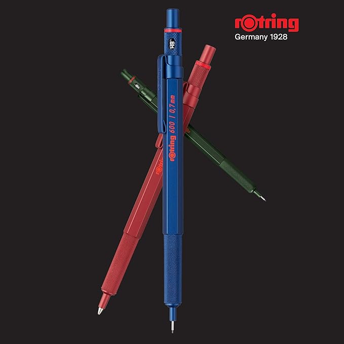 Rotring 600 Ballpoint Pen Medium Point Black Ink Black Barrel Refillable,(Pack of 2)