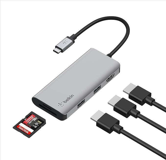 Belkin USB-C Hub, 5-in-1 MultiPort USB-C Docking Station for MacBook & Windows w/ 4K HDMI 1.4, 2x USB-A 3.1, SD 3.0, & Micro SD 3.0, & 5Gbps Data Transfer for Home, Office, & Travel, PVC002