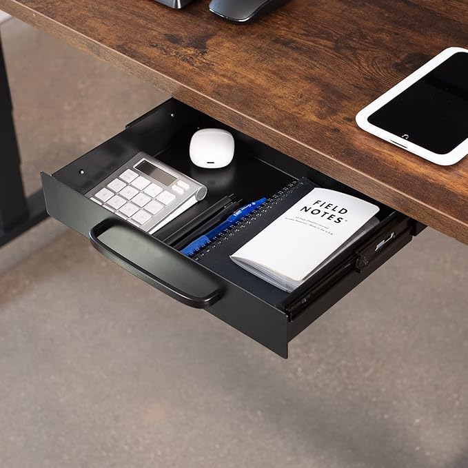 VIVO 13 inch Under Desk Mounted Sliding Pull-out Drawer for Office Desk, Pull Handle, Storage Organizer for Sit Stand Workstation, Black, DESK-DR1H-B (Pack of 3)