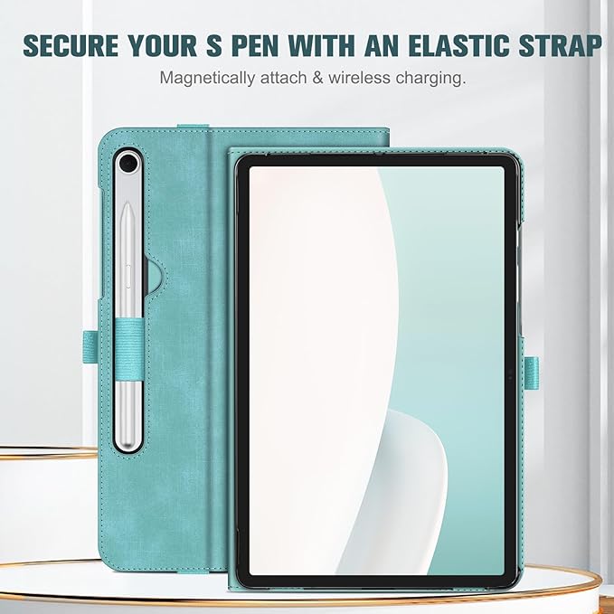 Fintie Case for Samsung Galaxy Tab S10 Lite/ S10 FE/ S9 FE 5G 10.9 Inch/Tab S9 11 Inch with S Pen Holder, Multi-Angle Viewing Protective Cover with Pocket, Auto Sleep/Wake, Turquoise