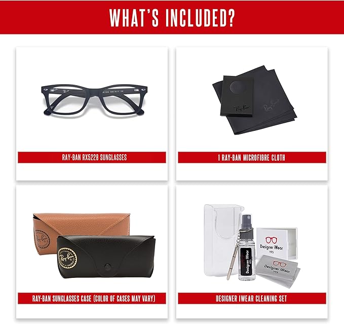 Ray-Ban RX5228 Square Eyeglasses for Men for Women +BUNDLE with ACCESSORY EYEWEAR KIT