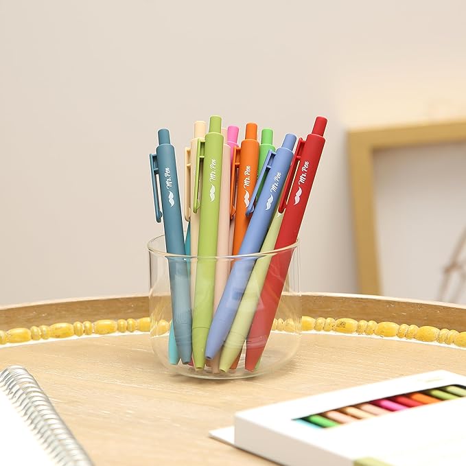 Mr. Pen- 12 Pack Retractable Gel Pens, Vintage & Colorful, Fine Tip 0.7mm