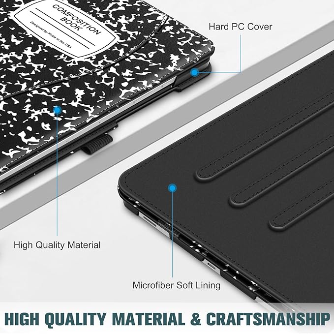 Fintie Case for Samsung Galaxy Tab S10 Lite/ S10 FE/ S9 FE 5G 10.9 Inch/Tab S9 11 Inch with S Pen Holder, Multi-Angle Viewing Protective Cover with Pocket, Auto Sleep/Wake, Composition Book