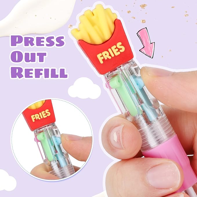 BESARME 64 Pcs Fun Pens, Multicolor Pens in One 4-in-1 Cute Pen Bulk Party Favors for Birthday Prizes Gifts for Kids Classroom