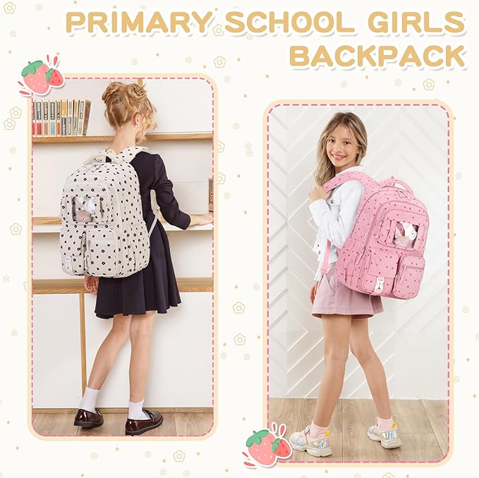 Corduroy Backpack Kids Backpack for Girls School Bags for Middle School Students Book Bag for Elementary Primary Kawaii Ita Backpack, Flower