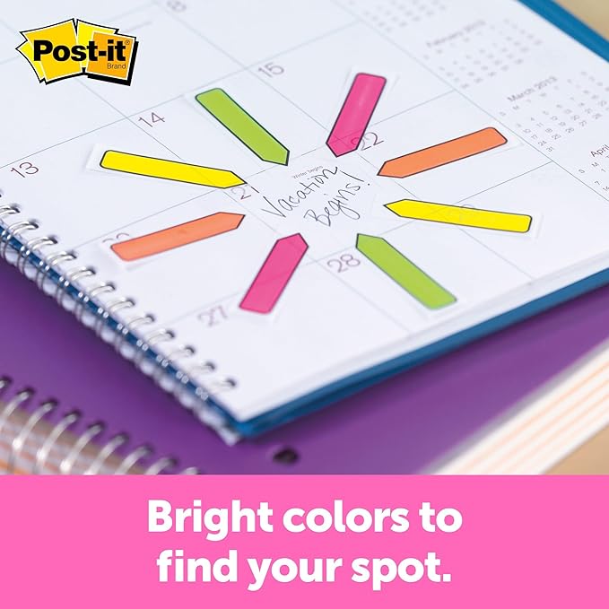 Post-it Message Flags, Sign and Date, 30/Dispenser, 4 Dispensers/Pack, .47 in Wide, Assorted Colors (684-SD)