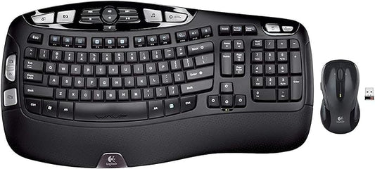 Logitech MK550 Wireless Wave K350 Keyboard and Mouse Combo Includes Keyboard and Mouse, Long Battery Life, Ergonomic Wave Design with Wireless Mouse (with Mouse)