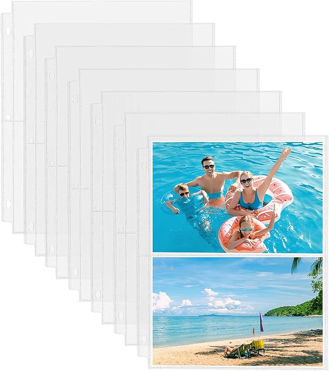 30 Pack Photo Sleeves for 3 Ring Binder - (5x7, for 120 Photos), Archival Photo Page Protectors 5x7, Clear Plastic Photo Album Refill Pages Photo Pockets, Postcard Sleeves, Acid-Free